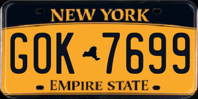 NY license plate GOK7699
