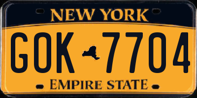 NY license plate GOK7704