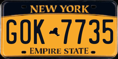 NY license plate GOK7735