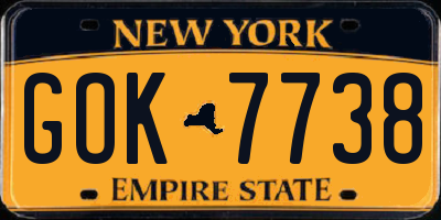 NY license plate GOK7738