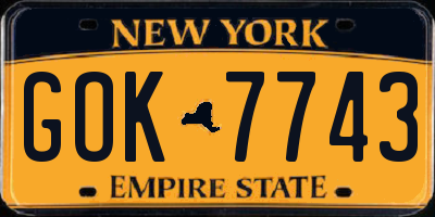 NY license plate GOK7743
