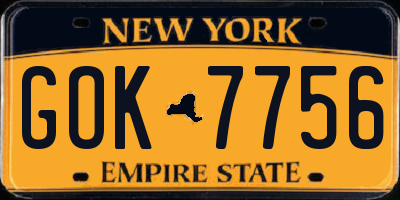 NY license plate GOK7756