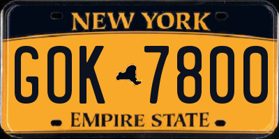 NY license plate GOK7800
