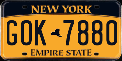 NY license plate GOK7880