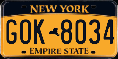 NY license plate GOK8034