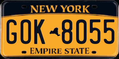 NY license plate GOK8055