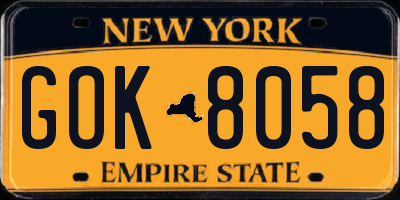 NY license plate GOK8058