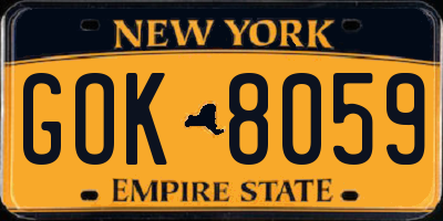NY license plate GOK8059