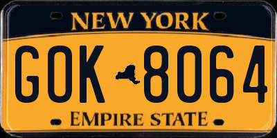 NY license plate GOK8064