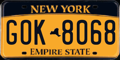 NY license plate GOK8068