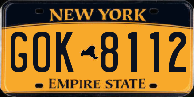 NY license plate GOK8112