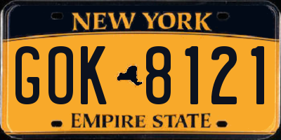 NY license plate GOK8121