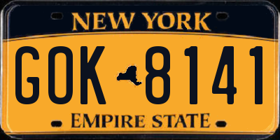 NY license plate GOK8141