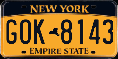 NY license plate GOK8143
