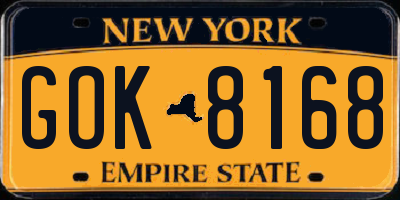 NY license plate GOK8168