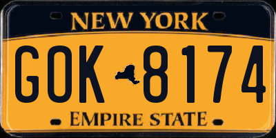 NY license plate GOK8174