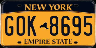 NY license plate GOK8695