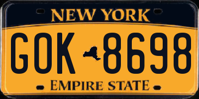 NY license plate GOK8698