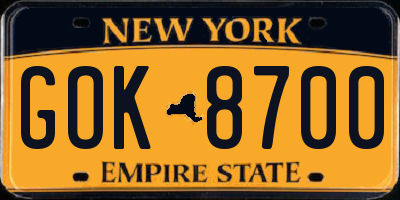 NY license plate GOK8700