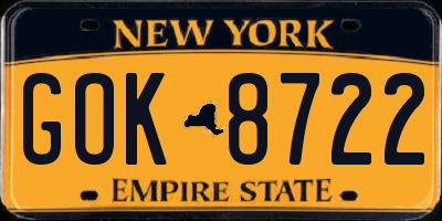 NY license plate GOK8722