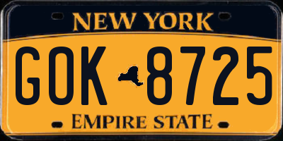NY license plate GOK8725