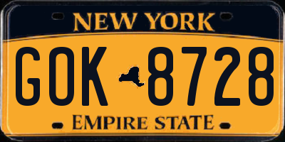 NY license plate GOK8728