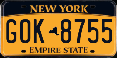 NY license plate GOK8755