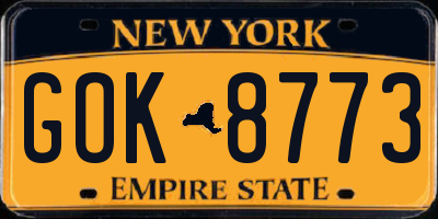 NY license plate GOK8773
