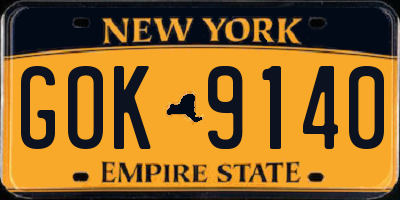 NY license plate GOK9140