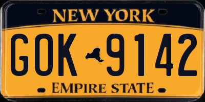 NY license plate GOK9142
