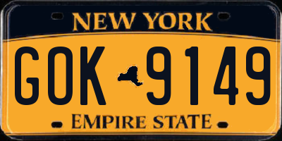 NY license plate GOK9149