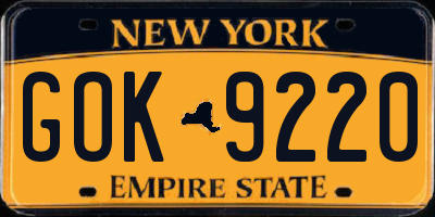 NY license plate GOK9220
