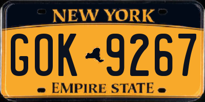 NY license plate GOK9267