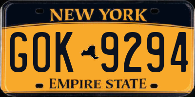 NY license plate GOK9294