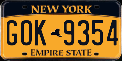 NY license plate GOK9354
