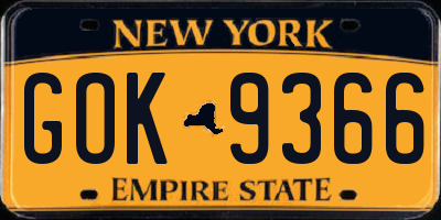 NY license plate GOK9366