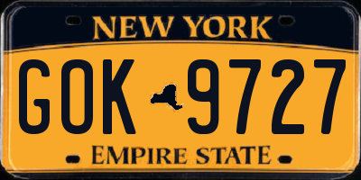 NY license plate GOK9727