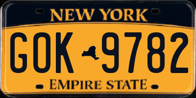 NY license plate GOK9782