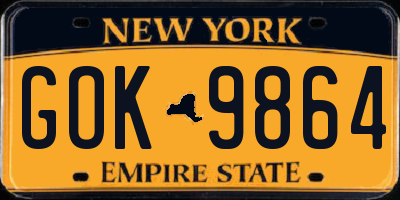 NY license plate GOK9864