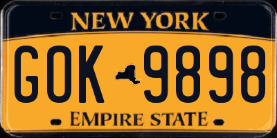 NY license plate GOK9898