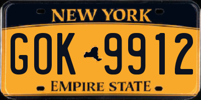 NY license plate GOK9912