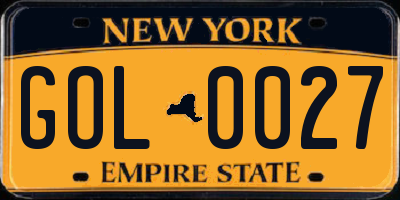 NY license plate GOL0027