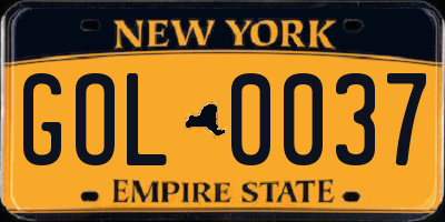 NY license plate GOL0037
