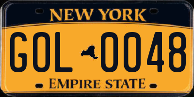 NY license plate GOL0048