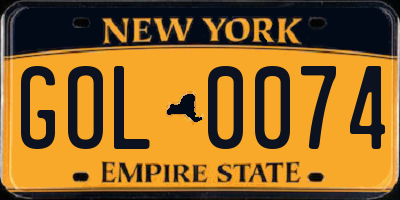 NY license plate GOL0074