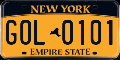 NY license plate GOL0101