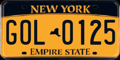 NY license plate GOL0125