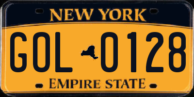 NY license plate GOL0128