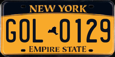 NY license plate GOL0129