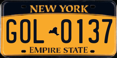 NY license plate GOL0137